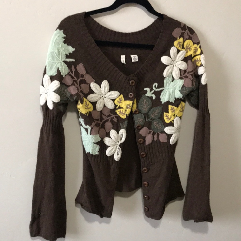 Anthropologie floral cardigan sweater